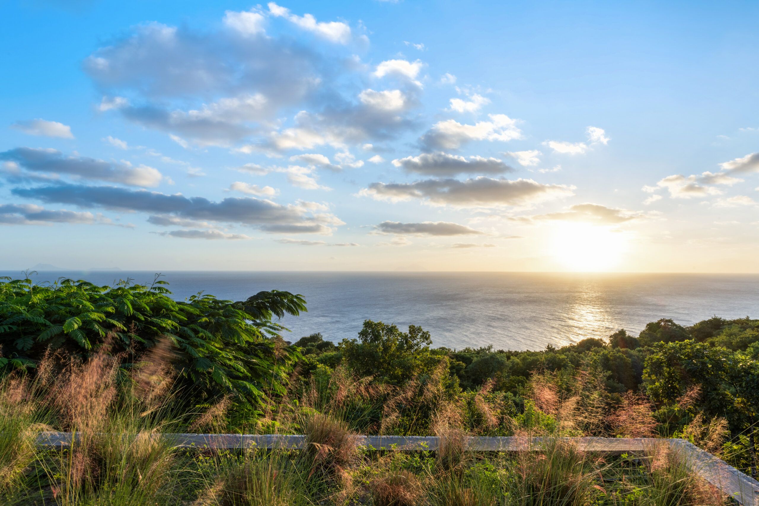 Panoramic sunset view from Sixième Sens St. Barth